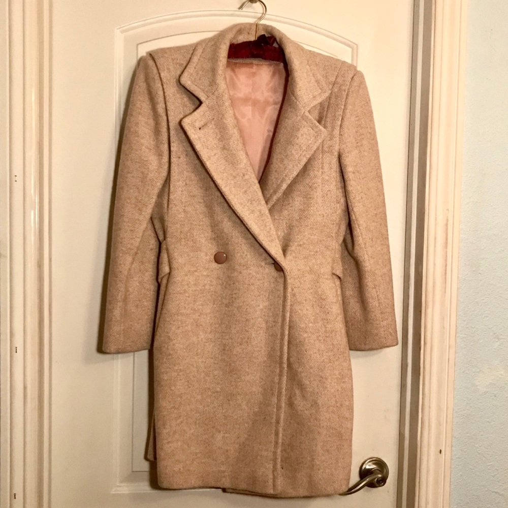 Dusty Pink /Cream Vintage 1970s Jill Jr Wool Coat